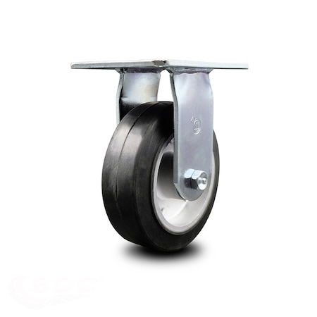 Service Caster 6 Inch Heavy Duty Top Plate Rubber on Aluminum Rigid Caster with Ball Bearing SCC-35R620-RAB